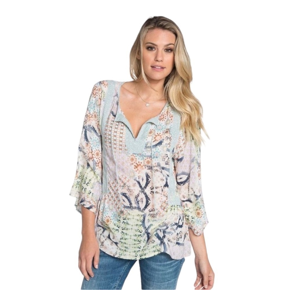 Dylan Blouse Top Boho Patchwork Print Pullover Wo… - image 1